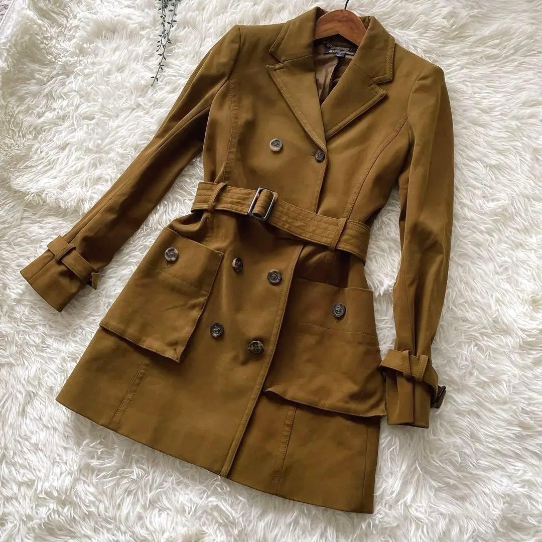 Brooks Brothers Women M Dark Brown Trench Coat M Women'S All Over Lining Pattern
