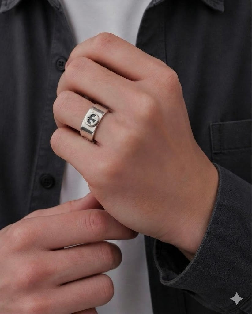 Sterling Silver 925 Ingot Thunderbird Flat Ring, US Size 10