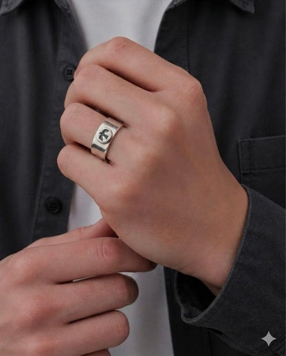 Sterling Silver 925 Ingot Thunderbird Flat Ring, US Size 10