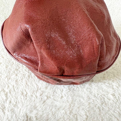 Chloe Ethel Handbag Red Orange Leather Logo Plate Top Handle No Strap Authentic