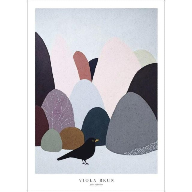 Viola Brun | Blackbird | A3 Art Print/Art Poster Scandinavian Denmark Bird