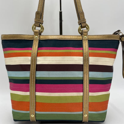 Coach Tote Bag Canvas Multicolor Stripe