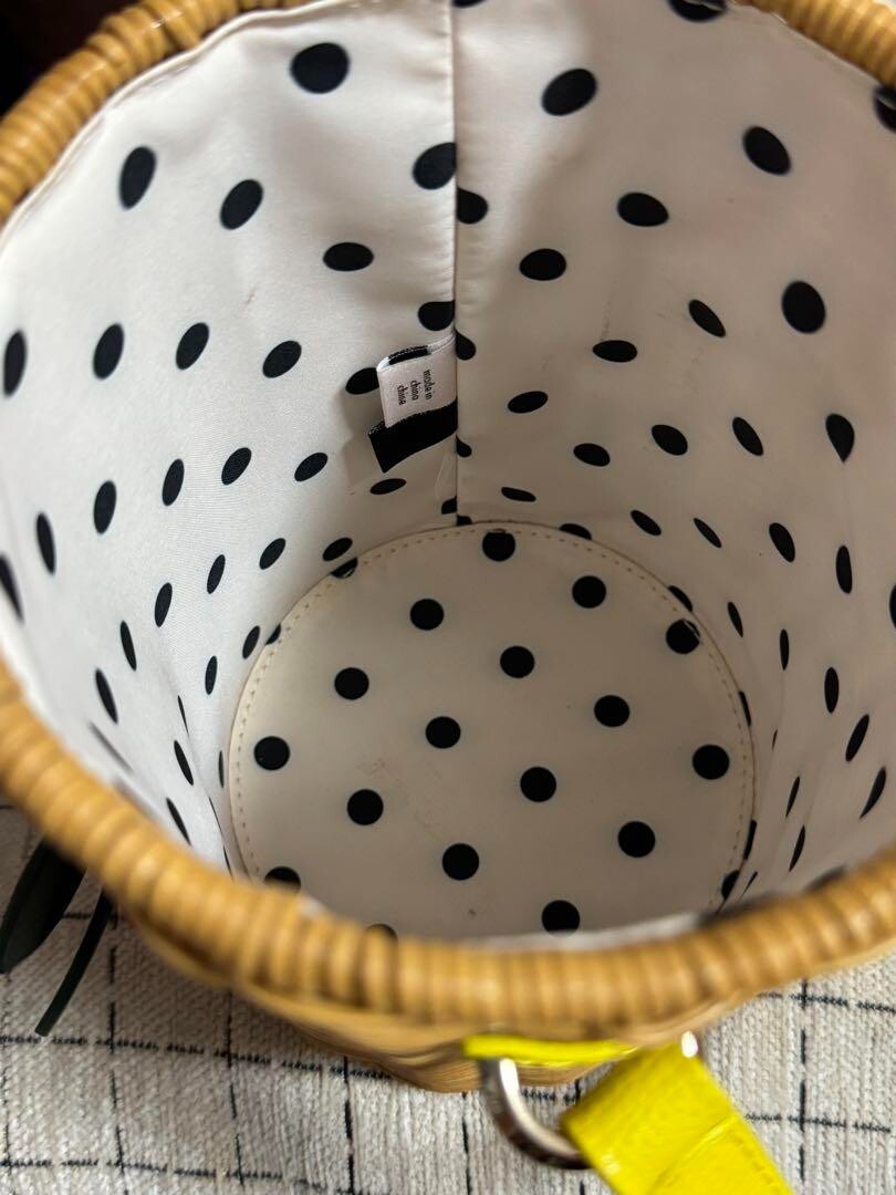 Kate Spade BUZZ HONEY POT Crossbody BEE Wicker Yellow Bag Used