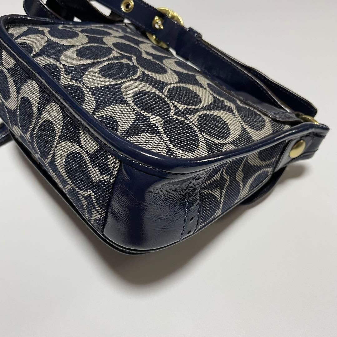 Coach Bleeker Legacy Denim Flap Bag Navy Denim Shoulder Bag Authentic