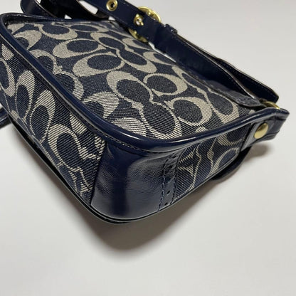 Coach Bleeker Legacy Denim Flap Bag Navy Denim Shoulder Bag Authentic