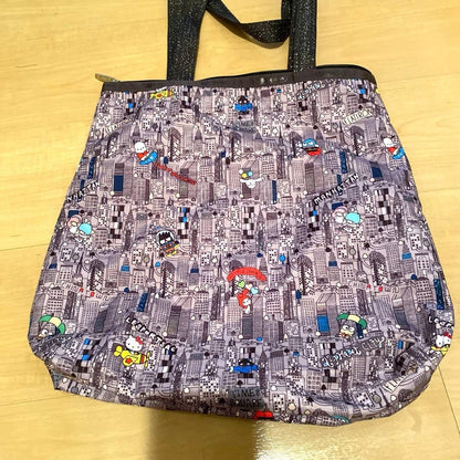 LeSportsac Sanrio Collab Tote Bag Gray Canvas Characters Unused Rare