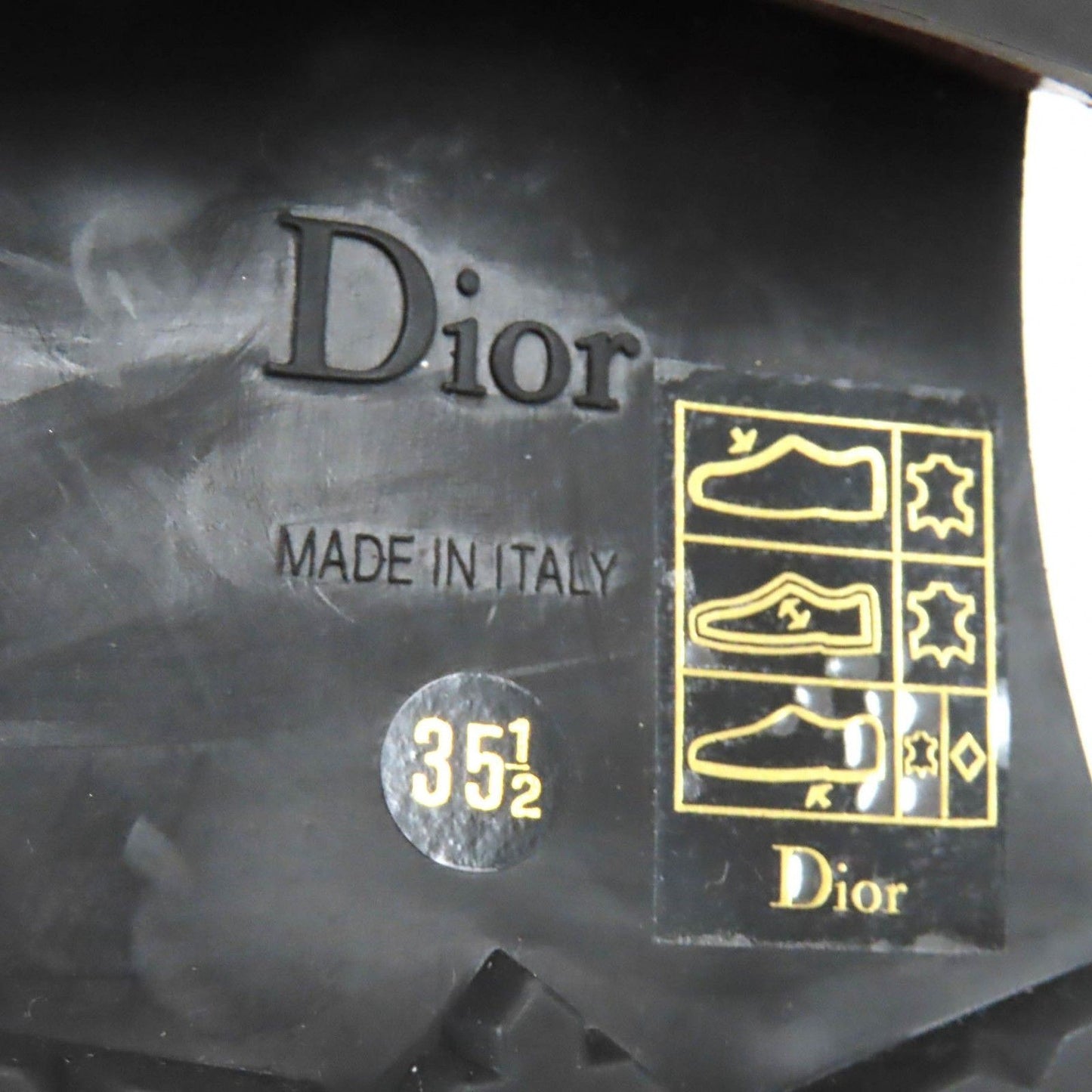 Excellent Christian Dior boots Quest Logo embossed lace-up combat boots leat...