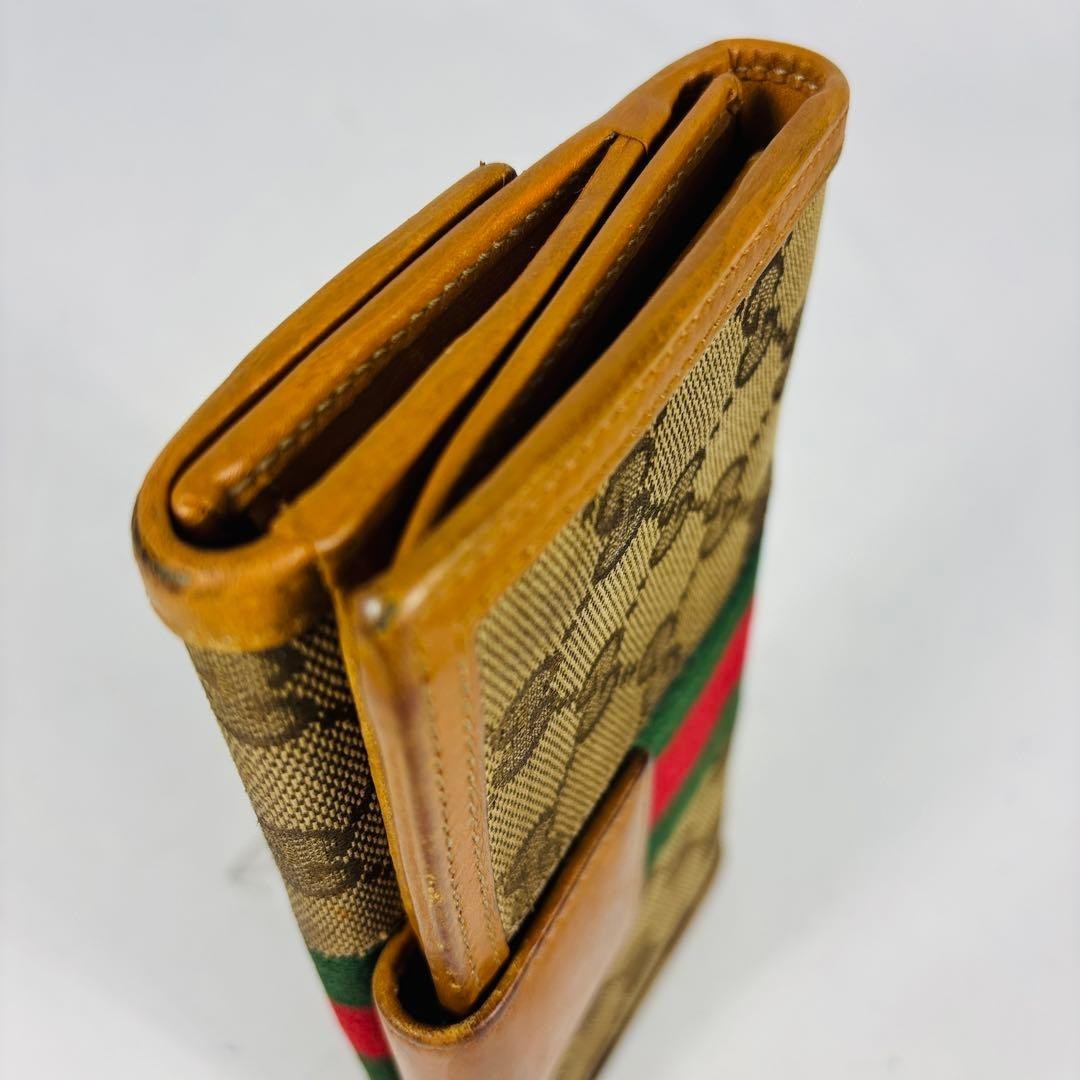 Gucci Long Wallet GG Hose bits Sherry Line Canvas Brown Authentic