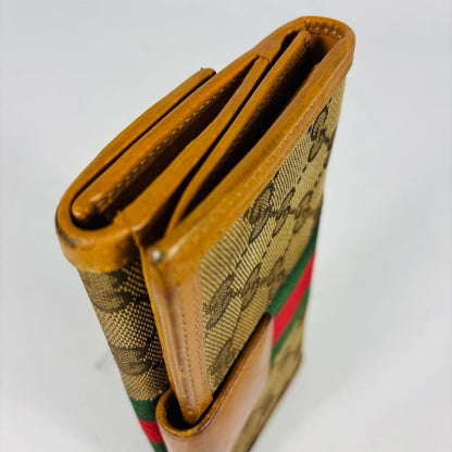 Gucci Long Wallet GG Hose bits Sherry Line Canvas Brown Authentic