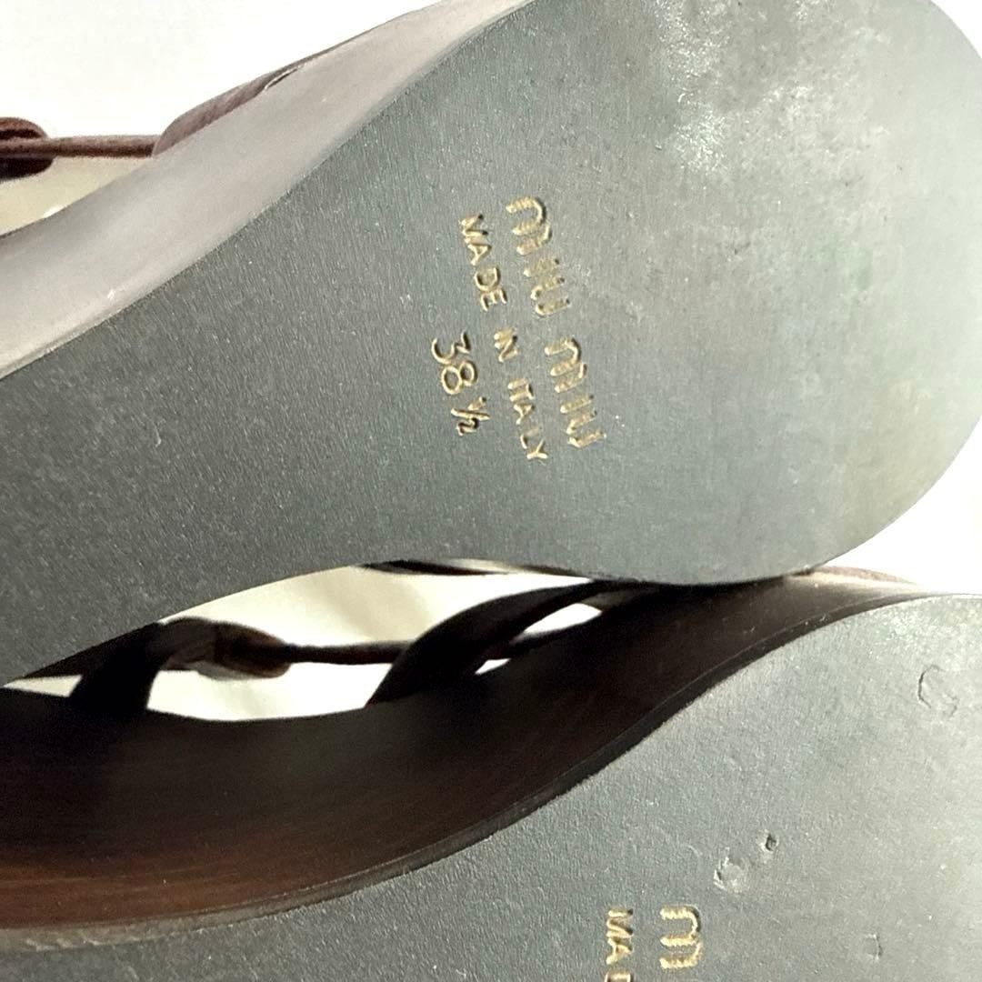 Rare Miu Miu Brown Leather Wedge Sandals 38.5 EU Beautiful Condition