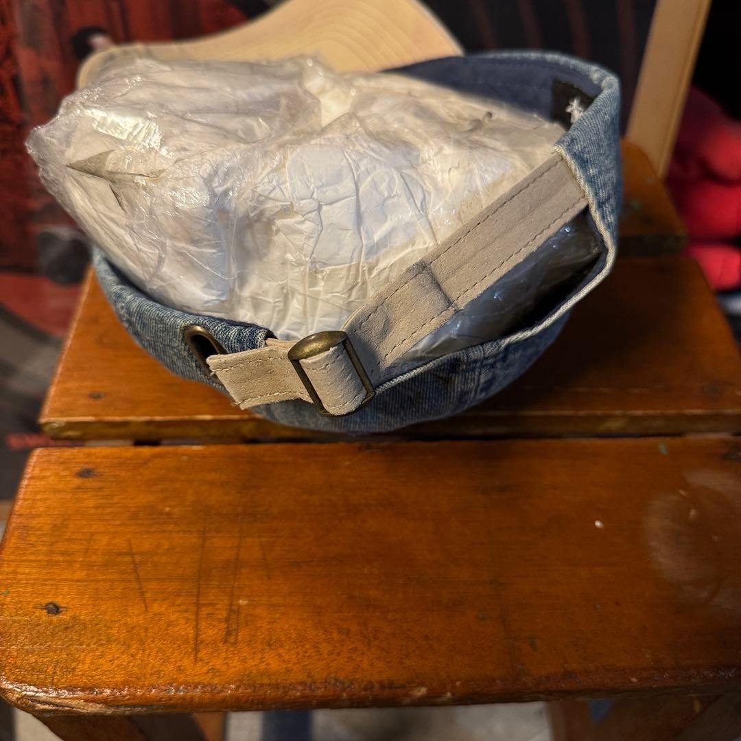 00s Street STUSSY Denim Cap with Visor, Embroidered Logo, Indigo