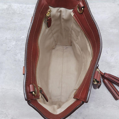 COACH Legacy Mini Tanner Leather Tote Handbag Brown Women Authentic