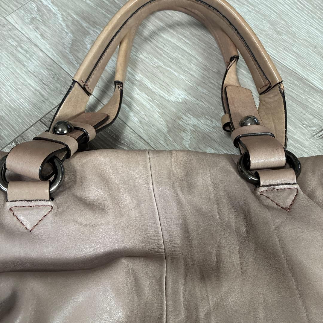 FRANCESCO BIASIA Tote bag Leather Pink Beige Authentic