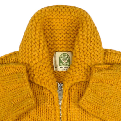 CANADIAN Cowichan Sweater 2XL Knit Yellow Vintage Made in Canada