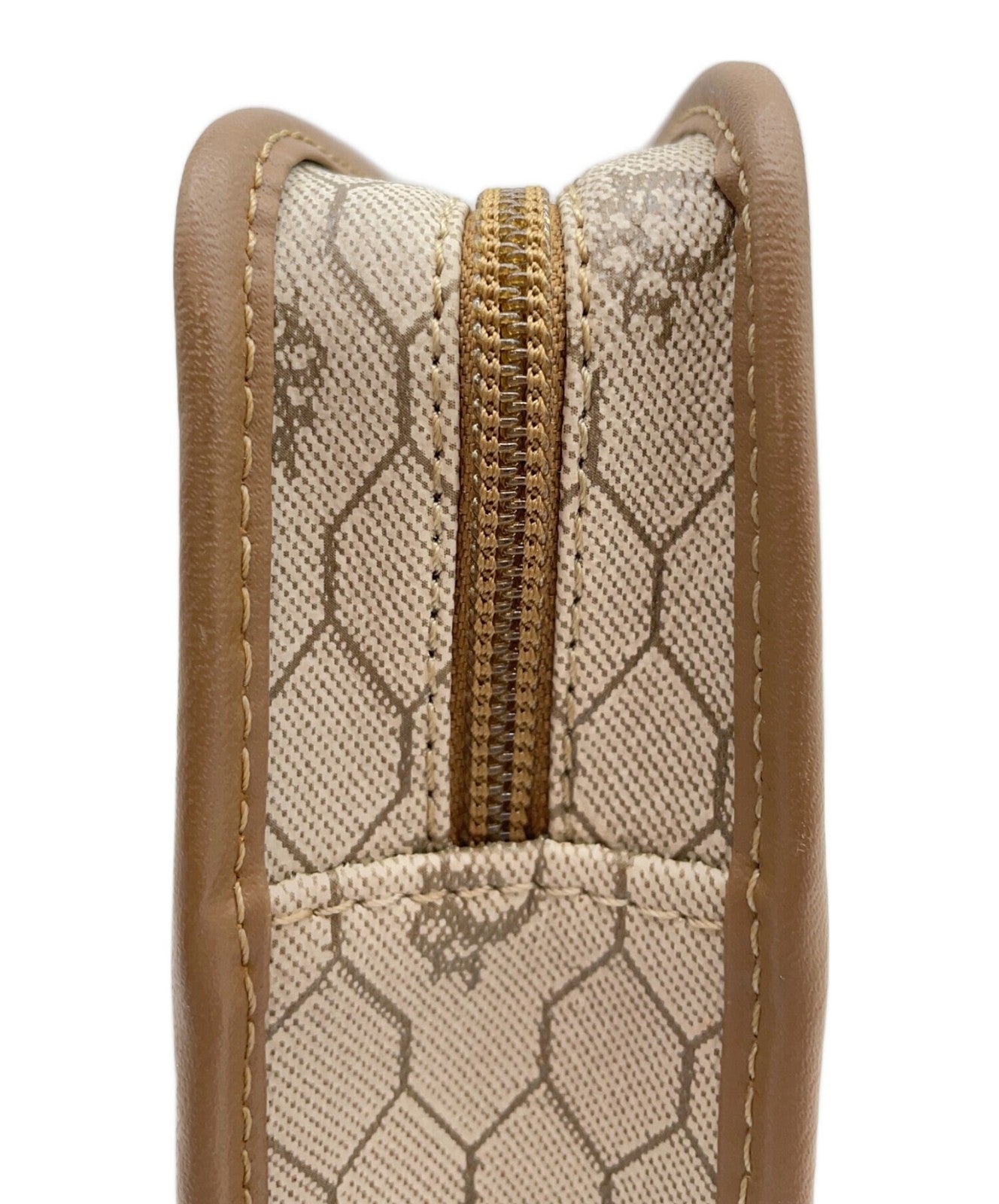 Dior Honeycomb Clutch Bag Beige Canvas Leather Vintage Authentic