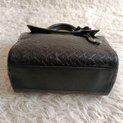 DIESEL Embossed Logo Black Leather Shoulder Bag Monogram Handbag Excellent Cond