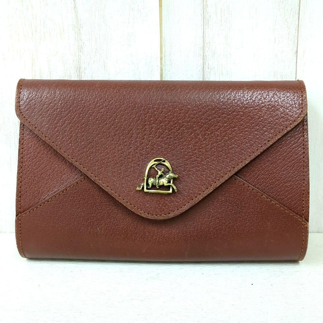 Ralph Lauren Leather Clutch Bag Red Brown Women Limited Edition Rare Model VHTF