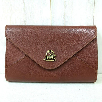 Ralph Lauren Leather Clutch Bag Red Brown Women Limited Edition Rare Model VHTF