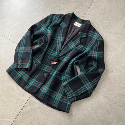 Vintage wool jacket Tartan check Formal Showa retro Vintage clothing