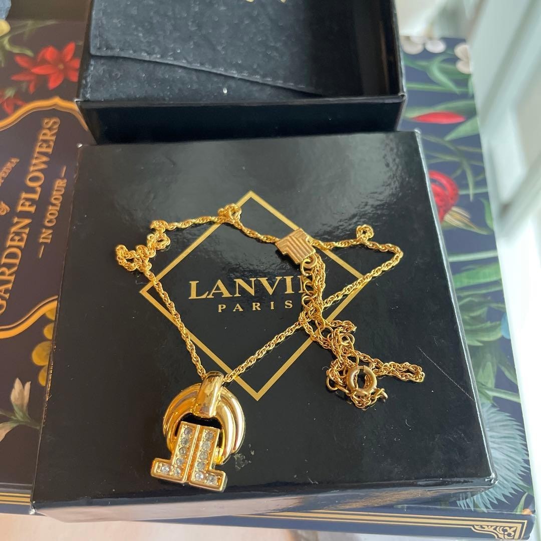 Lanvin Paris Vintage Chain Necklace Pendant Gold L-45cm