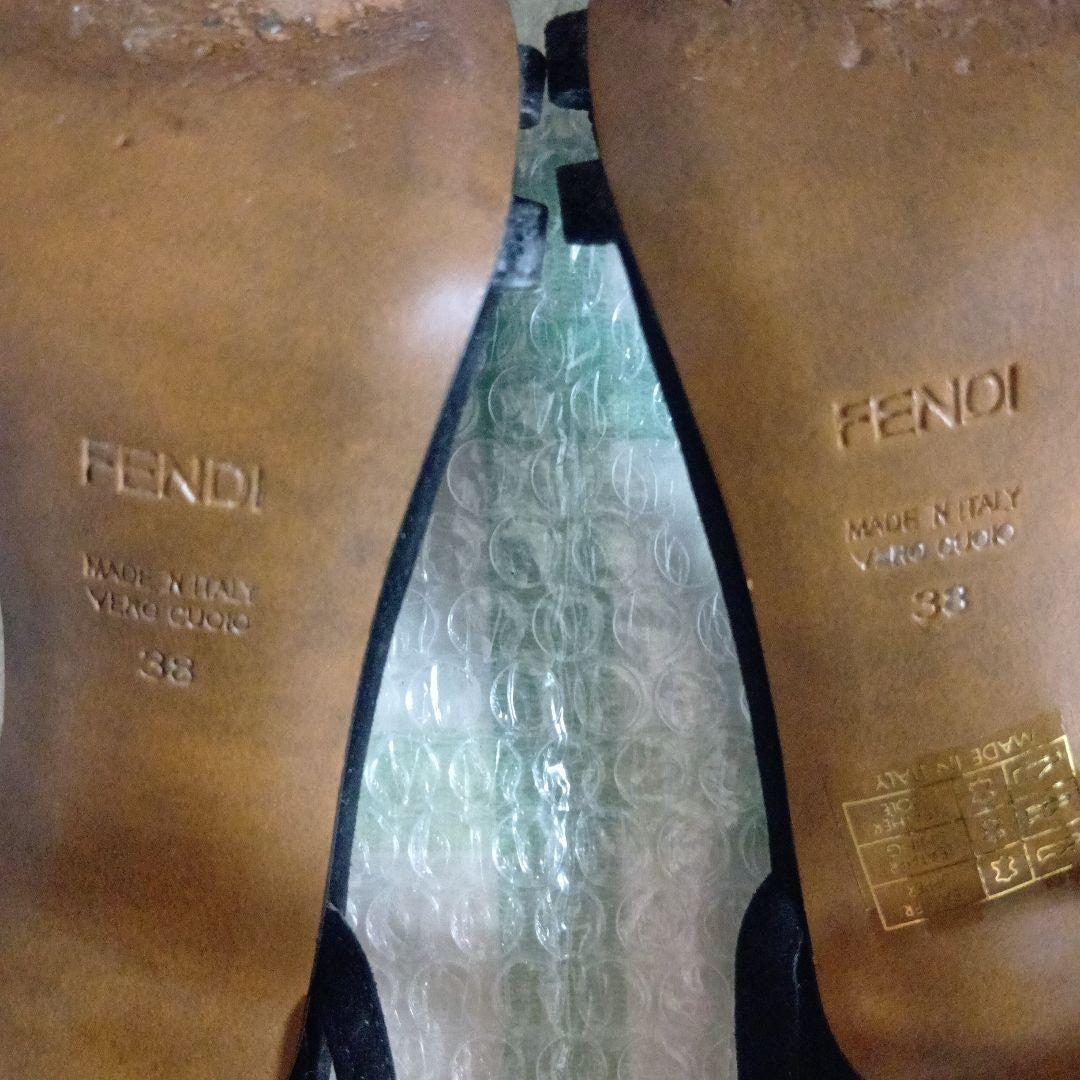 Rare Fendi Black Ankle Strap High Heel Sandals Size 38 (US 7.5-8)