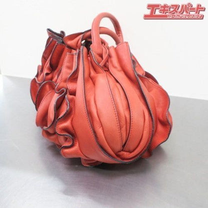 Lupo Barcelona Abanico Red Purse Frill Tote Bag Leather Used