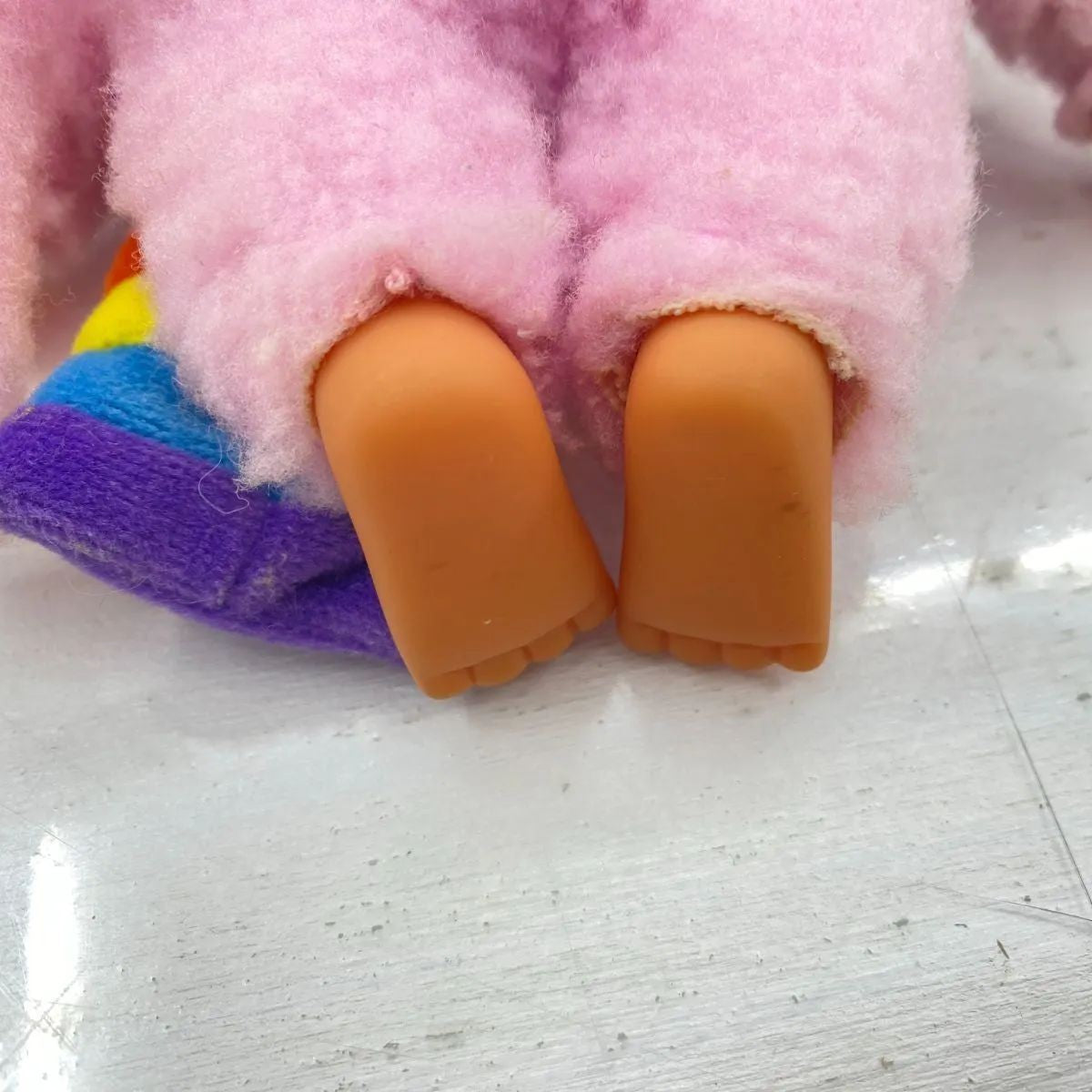 Monchhichi Plush Toy Rainbow Pink Size S Released in 2000 Blue Eyes Vintage