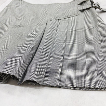 Christian Dior Galliano Houndstooth Plaid Wool Pleated Mini Skirt FR40 Archive