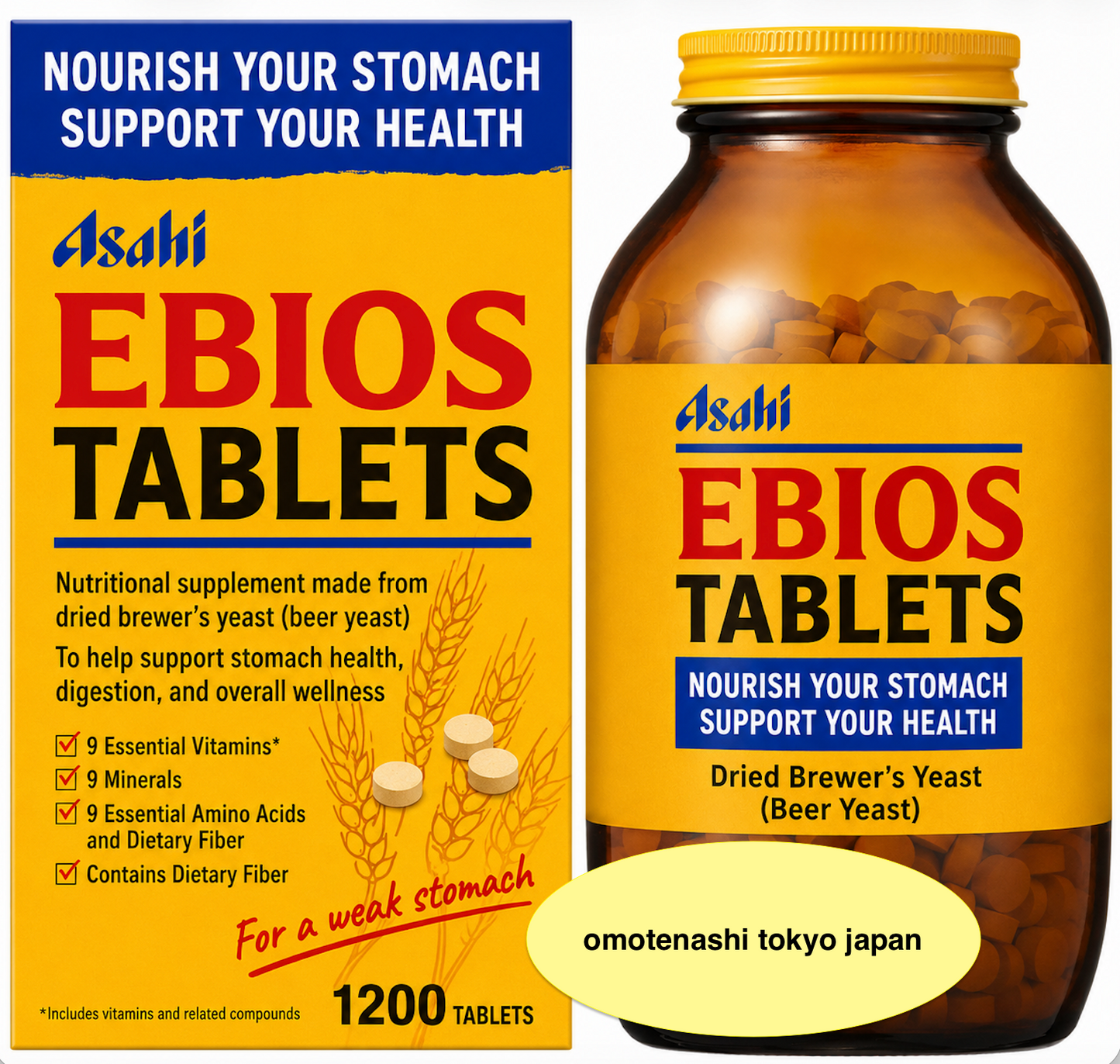 【 Asahi EBIOS Yeast Supplement 】1200 Tablets Nutritional Support from Japan
