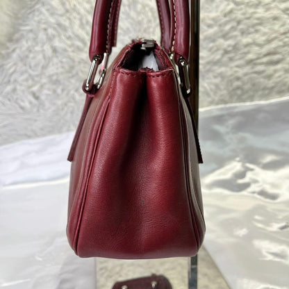 COACH 9421 Vintage 2Way Shoulder Bag Leather Wine Red Handbag Authentic