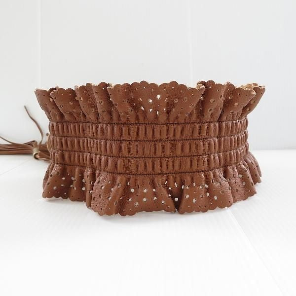 Dolce & Gabbana D&G Belt Fringe Leather Brown Japan [Used]