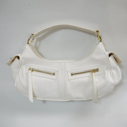 Samantha Thavasa Heart Leather Mini Shoulder Bag White Gold Accents Authentic