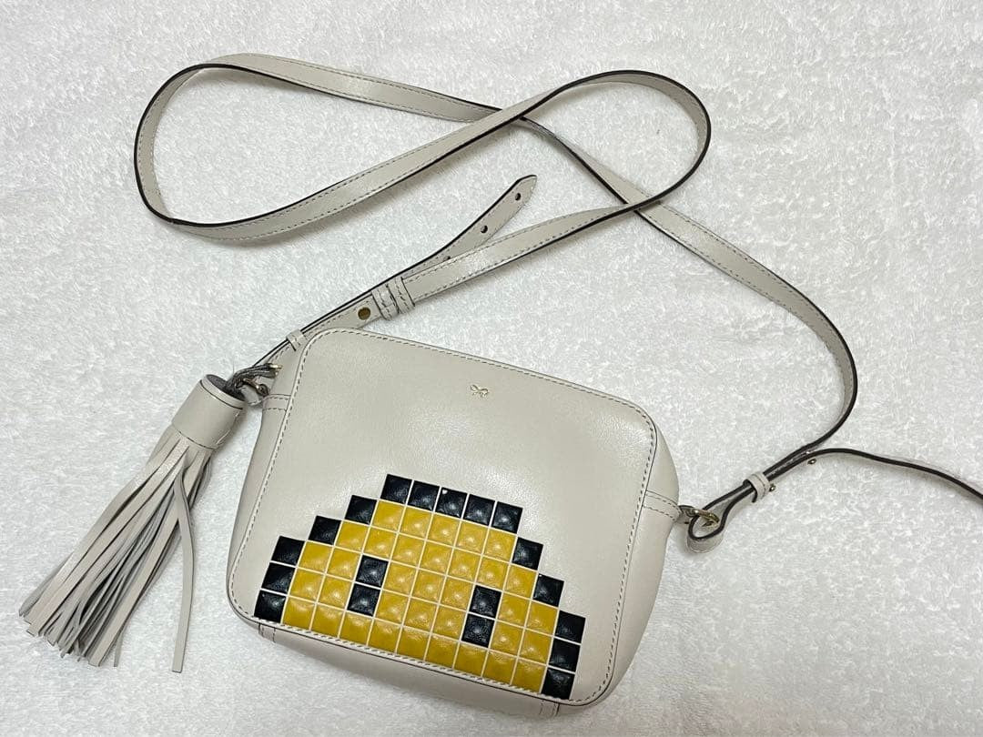 ANYA HINDMARCH Smile Leather Mini Shoulder Bag White Used From Japan FS