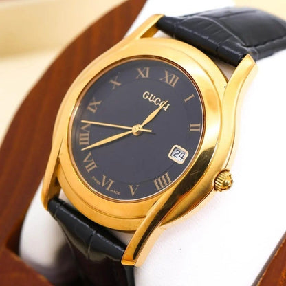 GUCCI 5400L Watch Gold Black Roman Dial Quartz Vintage Rare Authentic Working JP