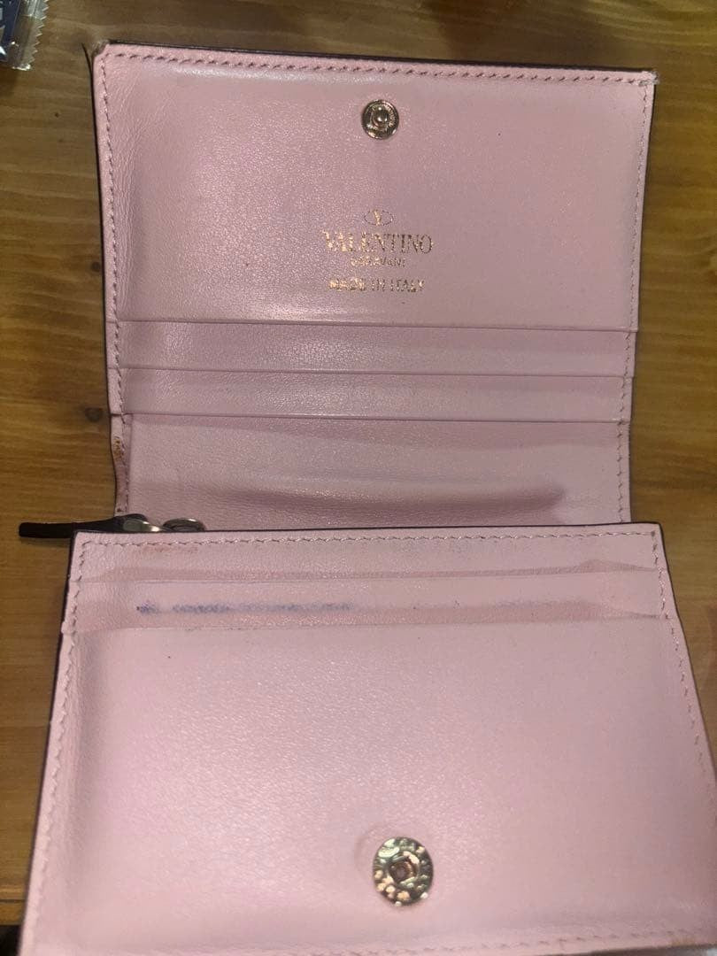 Valentino Pink Leather Studded Bifold Wallet