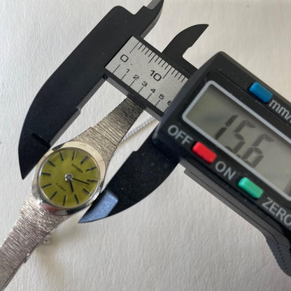Rare, working item Citizen Hand-wound 21 jewels Showa retro Green Silver