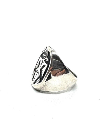 Vintage 925 silver ring with Thunderbird design.
