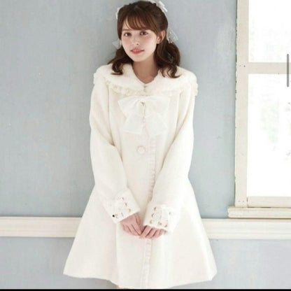 Liz Lisa Women Size Free Fur Sailor A-Line Coat Cleaned and stored Sweet Lolita