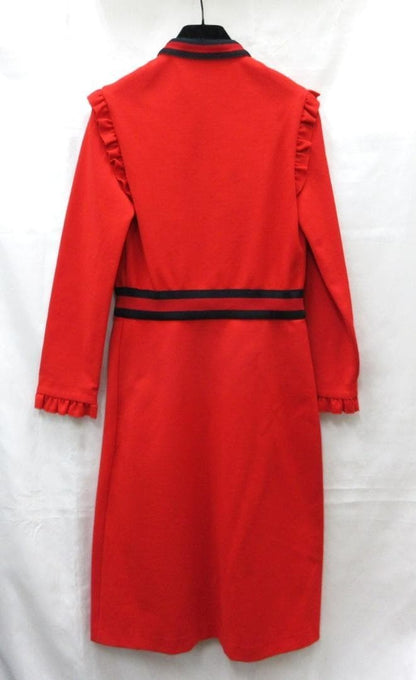 GUCCI Dress S Red Frill Jersey Ribbon 95.5cm Length Pre-Owned