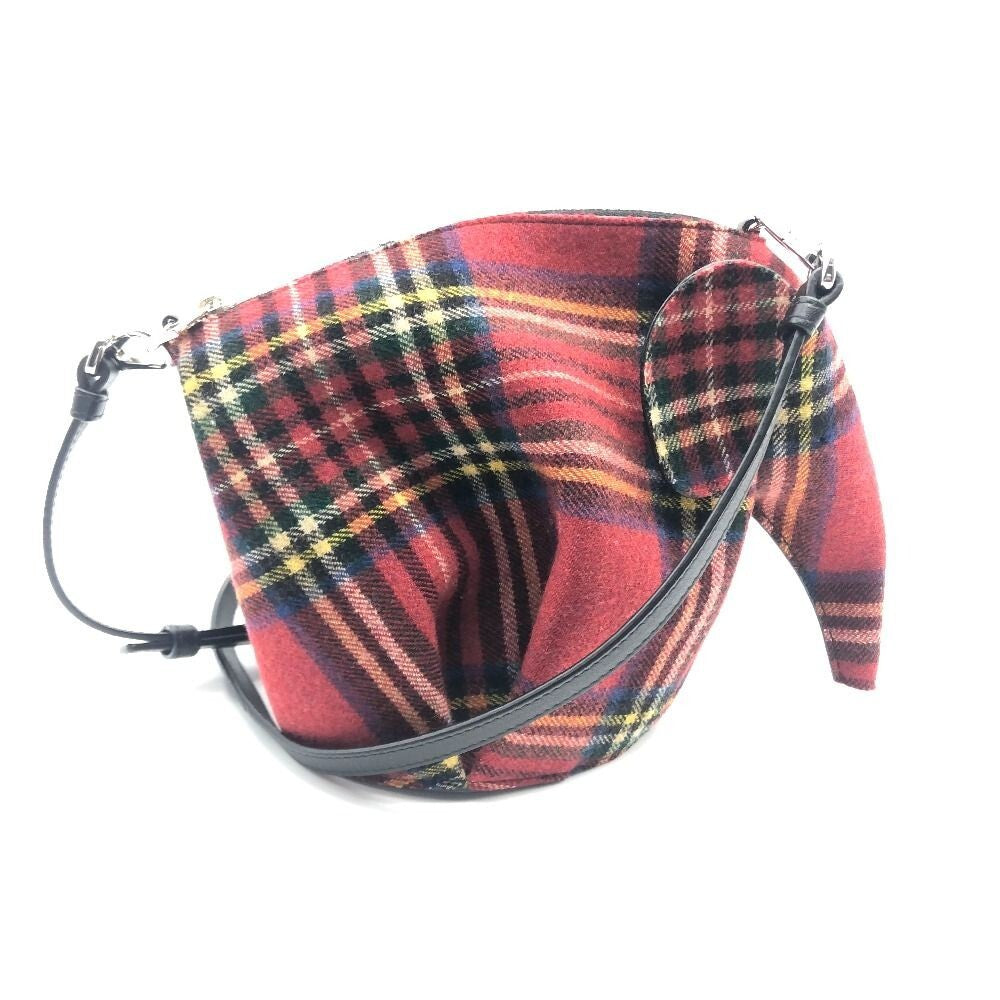 LOEWE 118.50.M93 Check pattern Elephant Shoulder mini bag 2-WAY Red Used