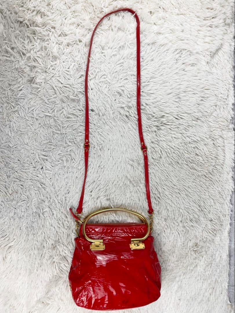 Miu Miu 2way Handbag Shoulder Bag Red Patent Leather 186 Archive Y2K Authentic