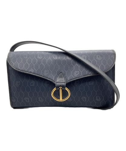 Dior Honeycomb Shoulder Crossbody Bag Navy Canvas Leather Vintage Authentic