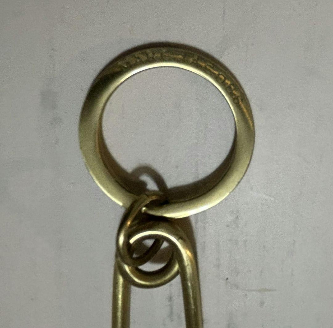 MARC JACOBS Extra Large L Safety Pin Logo Key Ring Key Holder Charm Metal Gold