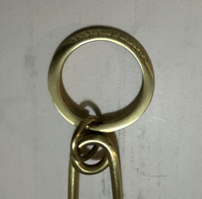 MARC JACOBS Extra Large L Safety Pin Logo Key Ring Key Holder Charm Metal Gold