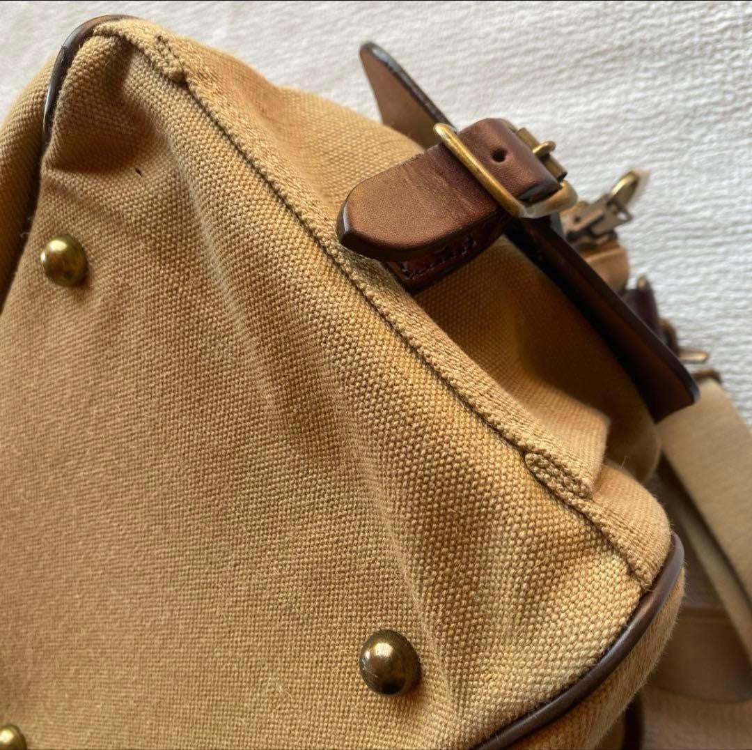 Rare grips Boston 2way Shoulder Bag Vintage Beige Leather Travel Purse