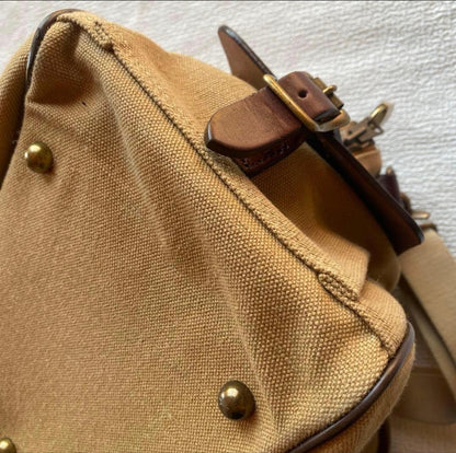 Rare grips Boston 2way Shoulder Bag Vintage Beige Leather Travel Purse