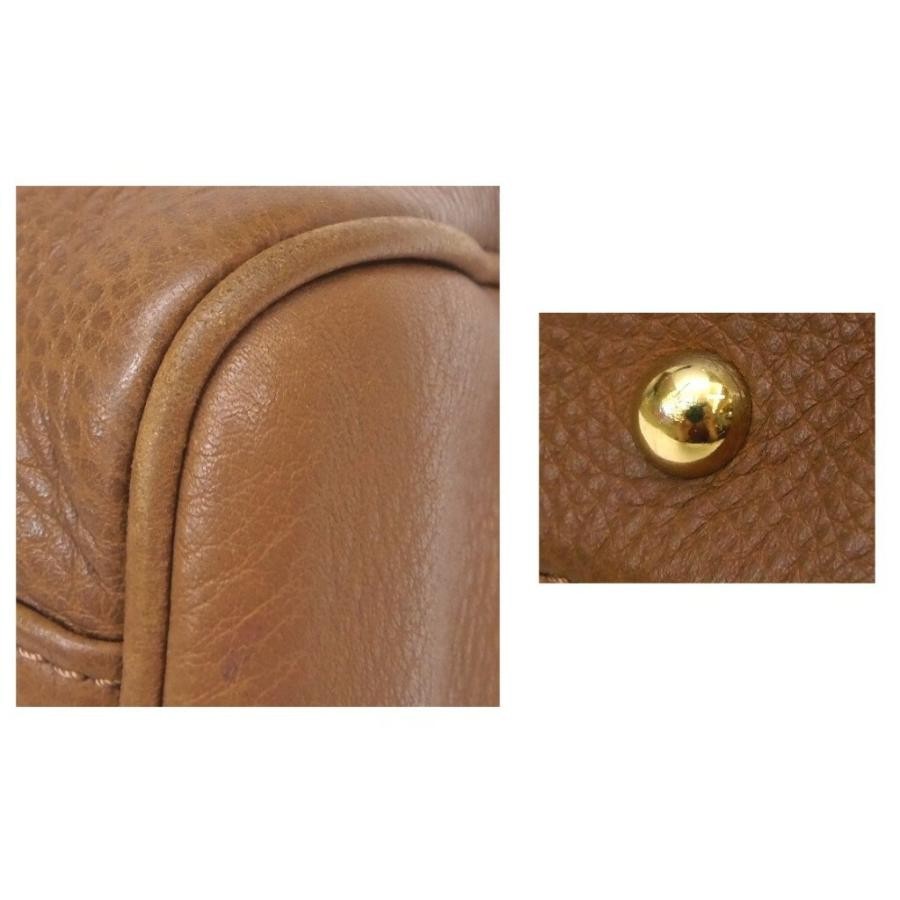 LONGCHAMP x KATE MOSS Leather Mini Boston Bag Camel Brown Hand Bag Womens Auth