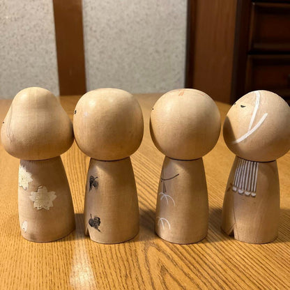 Mini Kokeshi Doll Issetsu 4 Pieces Approx. Height 10.5cm Vintage Rare Old Retro