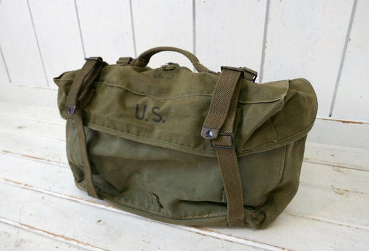 US Army real military M-1945 khaki canvas 40's vintage field cargo pack bag USA