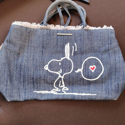 clean PEANUTS SNOOPY × Samantha Thavasa collaboration kawaii denim Tote bag